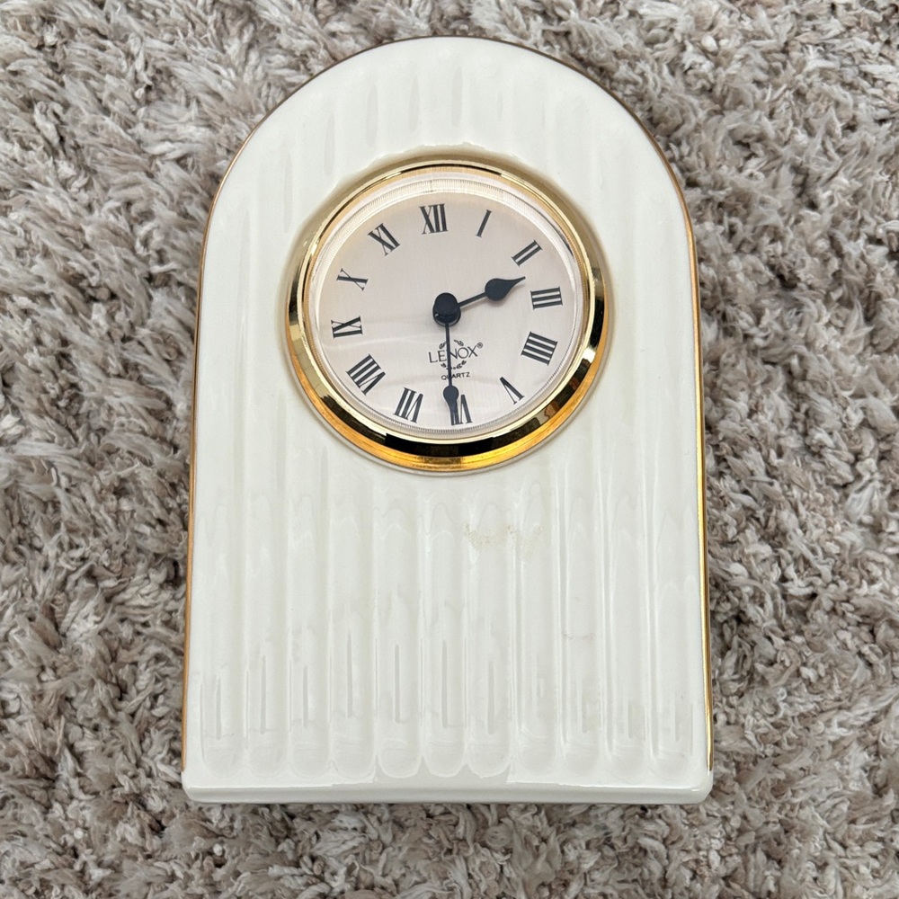 Lenox Ivory and Gold Roman Numeral Clock